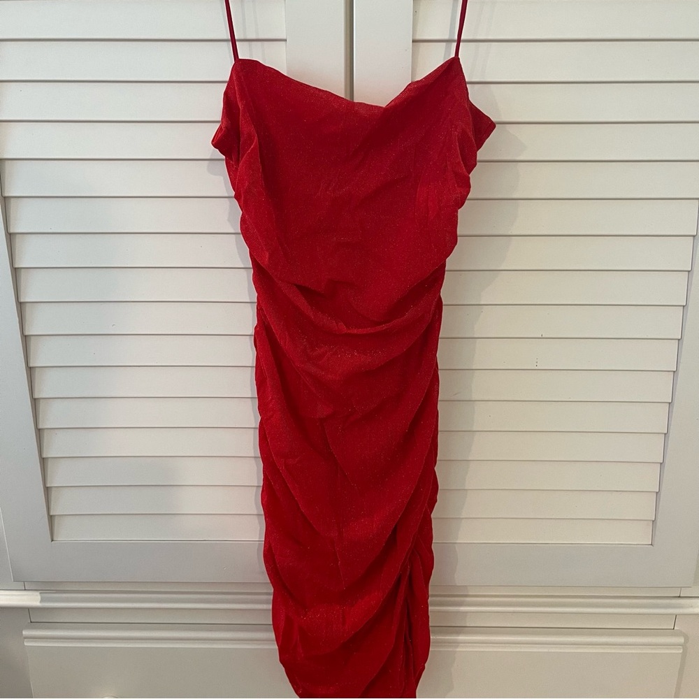sparkly red mini dress